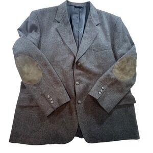 Executive Collection Mens 48R Blazer Charcoal Grey Wool Elbow Patches USA Made